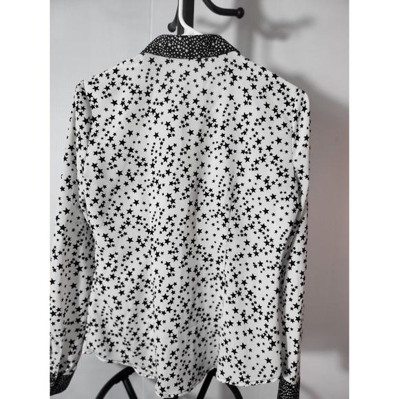 New York & Company Black And White Star Blouse - Picture 4 of 9